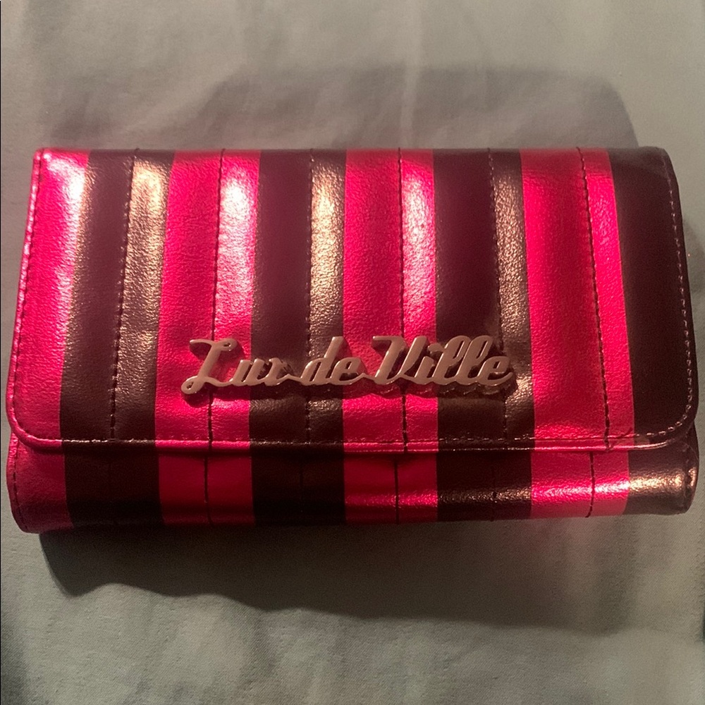 Lux de Ville Pink and Black Striped Women's Wallet